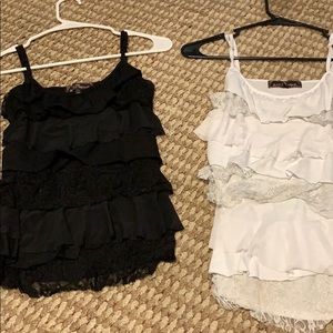 White and black spaghetti strap tank top